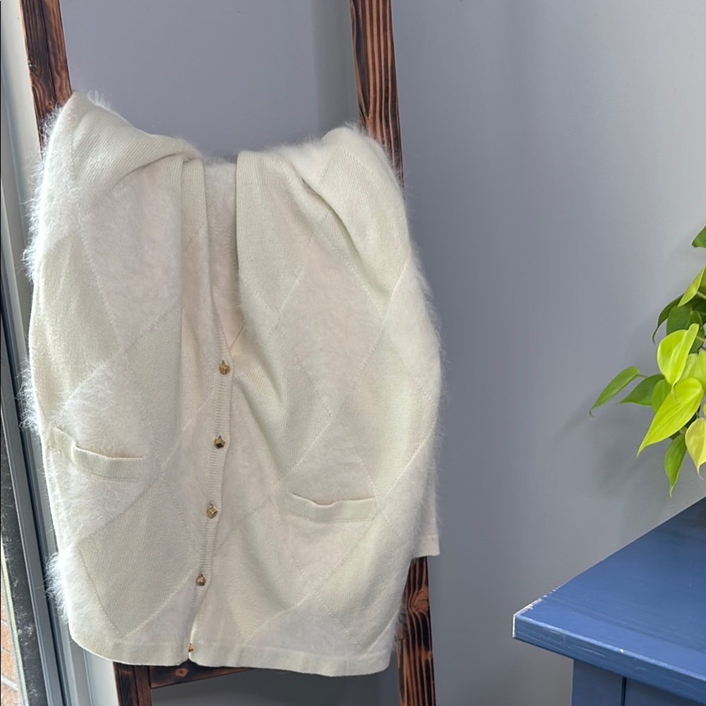 Stine Goya Cotton Angora Cream Trapeze Cardigan - Picture 7 of 7